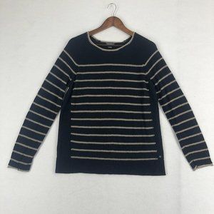 Eddie Bauer Women's Size X-Large Blue Grey Striped Long Sleeve Knit Sweater